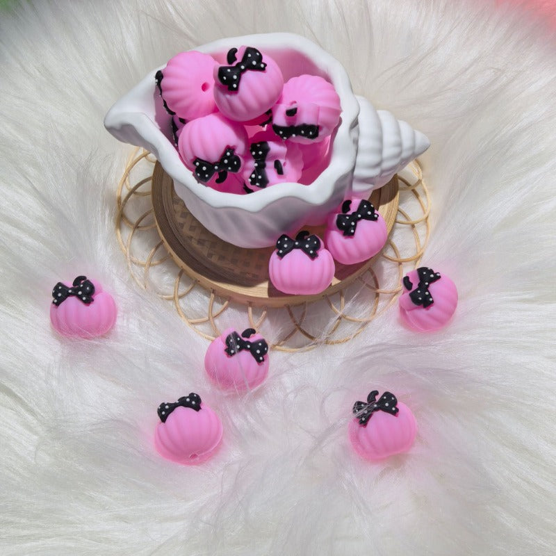 Wholesale Multi-color 3D Pumpkin Braid Silicone Cartoon Beads 10pcs/pack